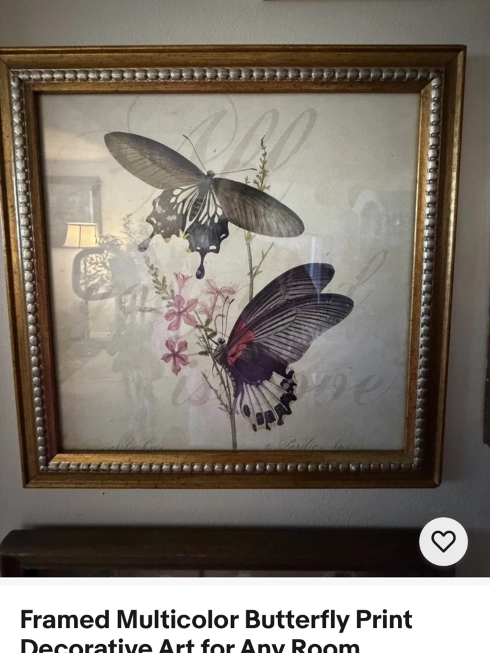 Framed Multicolor Butterfly Print - Gold Frame